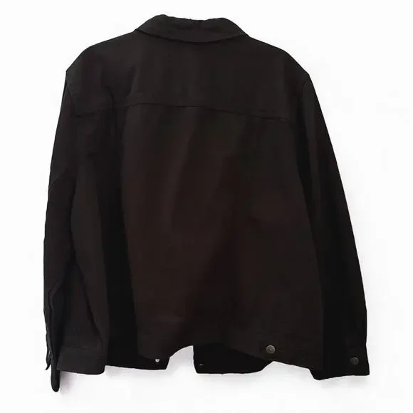 Jessica London Classic Cotton Black Denim Jean Jacket - Size 28W - Picture 5 of 11